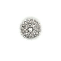 Vintage 18k White Gold Diamond Flower Brooch