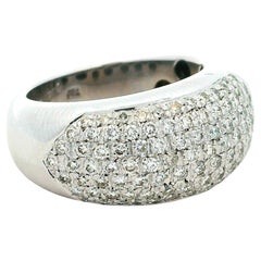 18K White Gold Pavé Diamond Dome Ring, 1.50 Carats