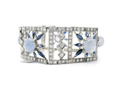 Vintage 18K White Gold Diamond Sapphire Star Sapphire Bracelet