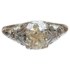 Vintage 18K White Gold Diamond Solitaire Ring