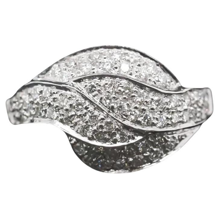 Vintage 18K White Gold Diamond Swirl Ring For Sale
