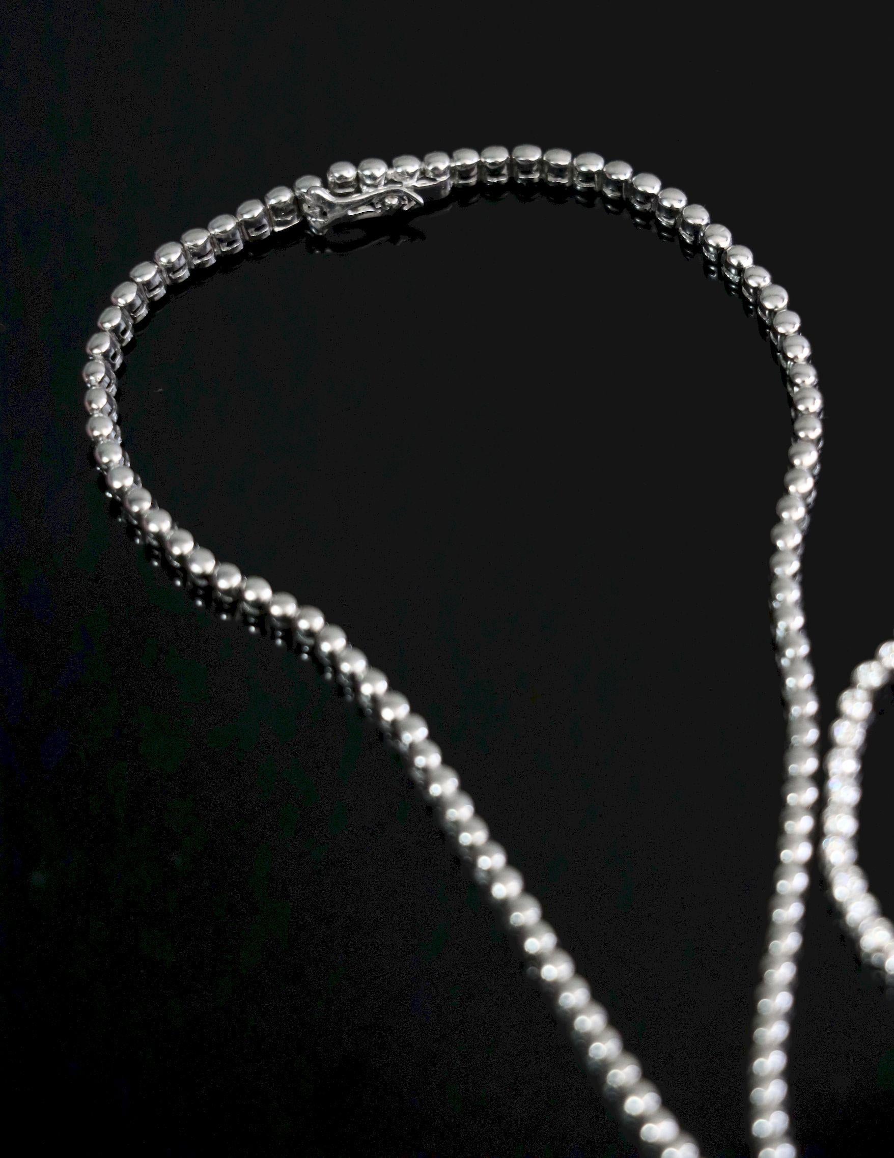 Vintage 18K Weißgold Diamant Y-Drop Halskette im Angebot 5