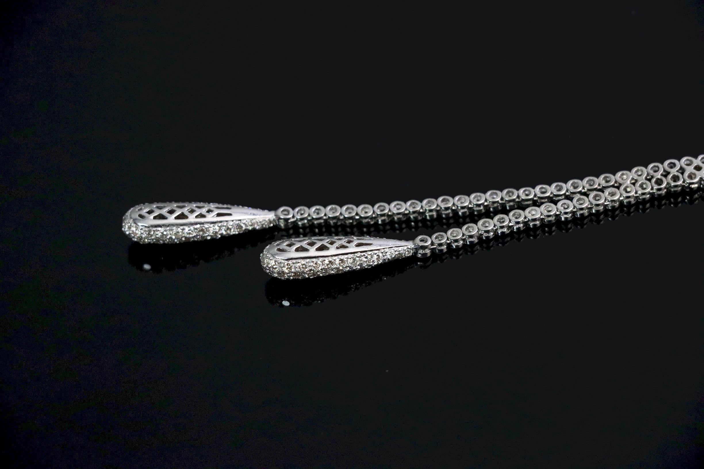 Vintage 18K Weißgold Diamant Y-Drop Halskette im Angebot 6