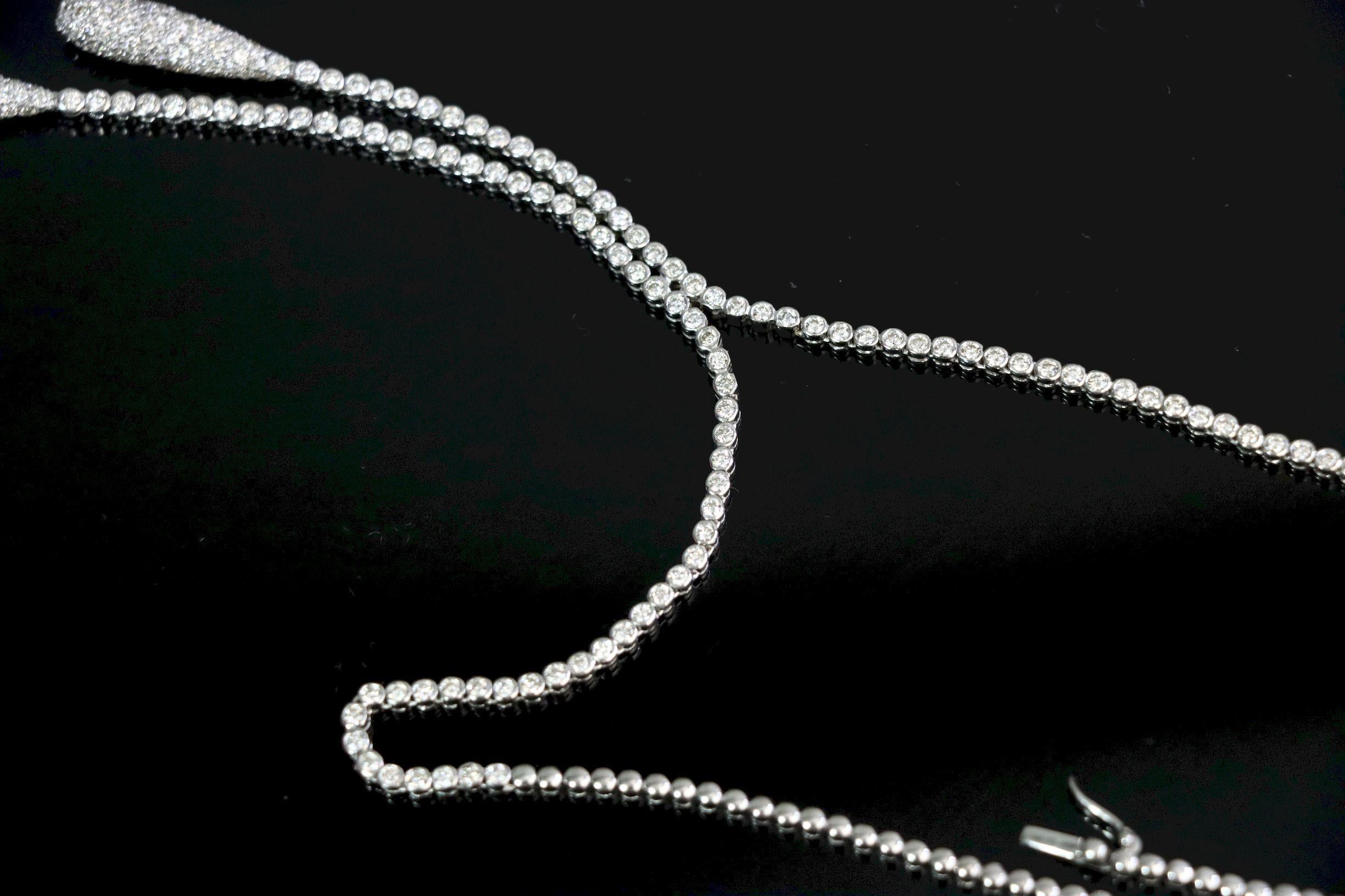 Vintage 18K Weißgold Diamant Y-Drop Halskette im Angebot 9