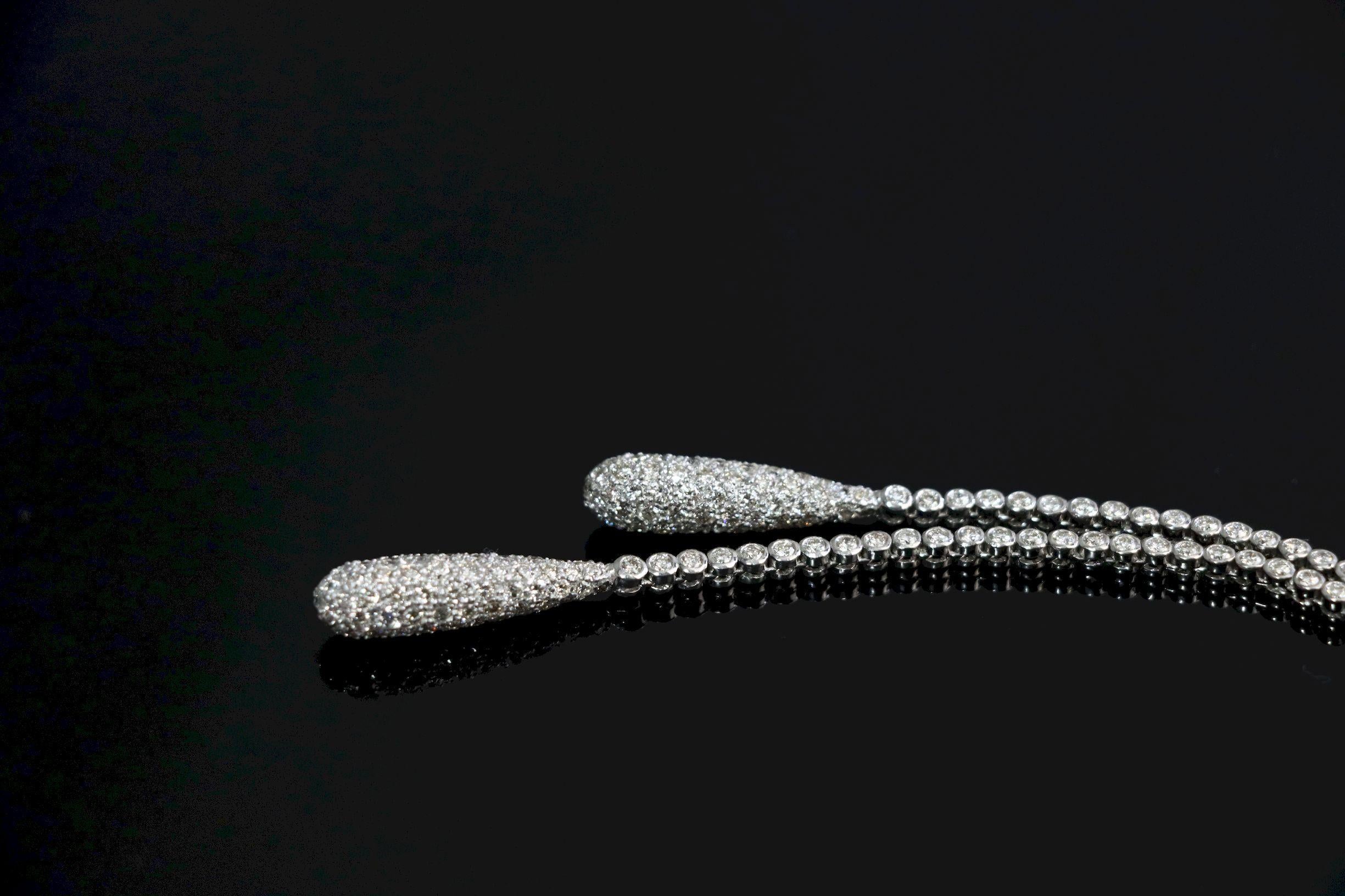 Vintage 18K Weißgold Diamant Y-Drop Halskette im Angebot 11