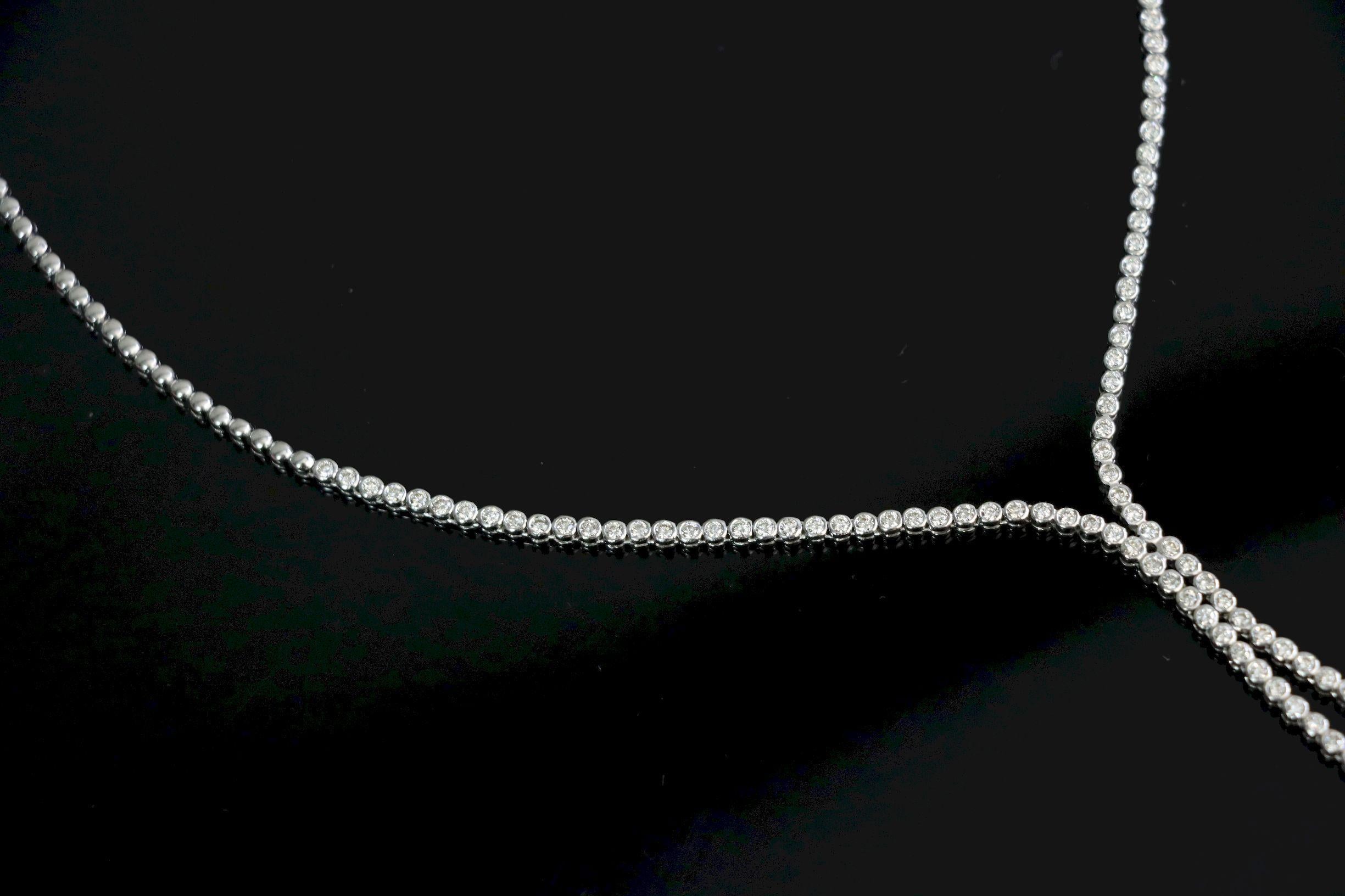 Vintage 18K Weißgold Diamant Y-Drop Halskette im Angebot 1