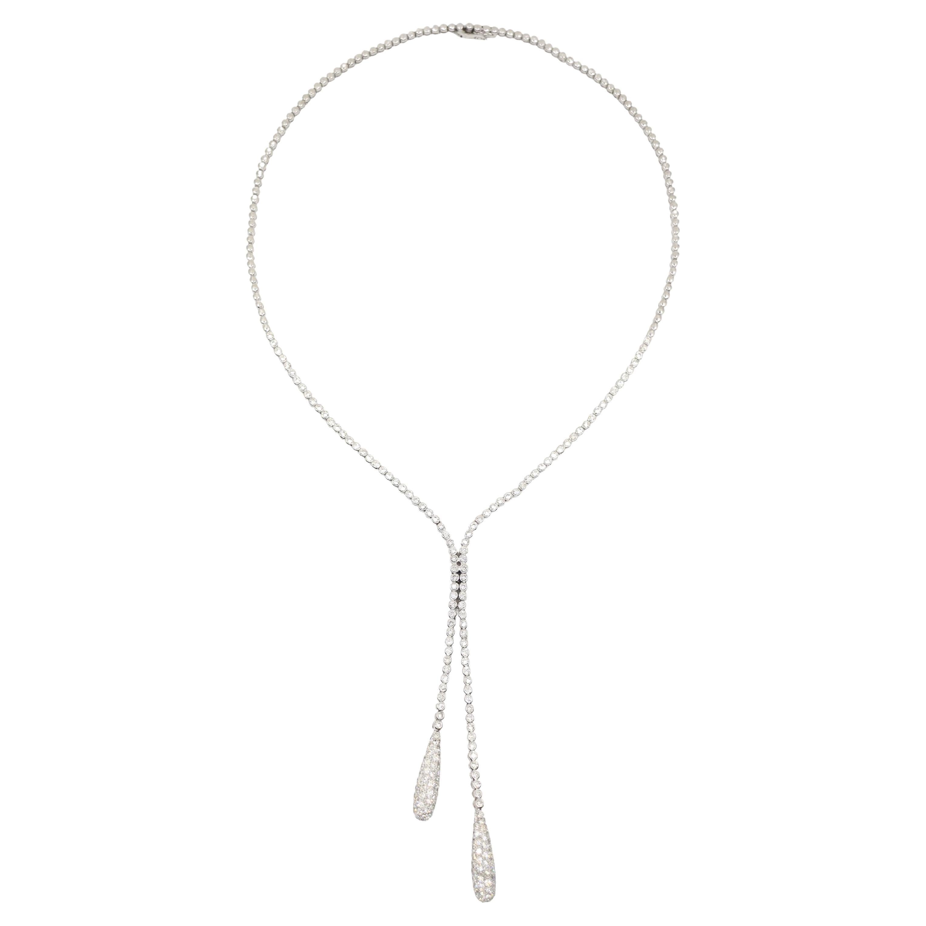 Vintage 18K Weißgold Diamant Y-Drop Halskette