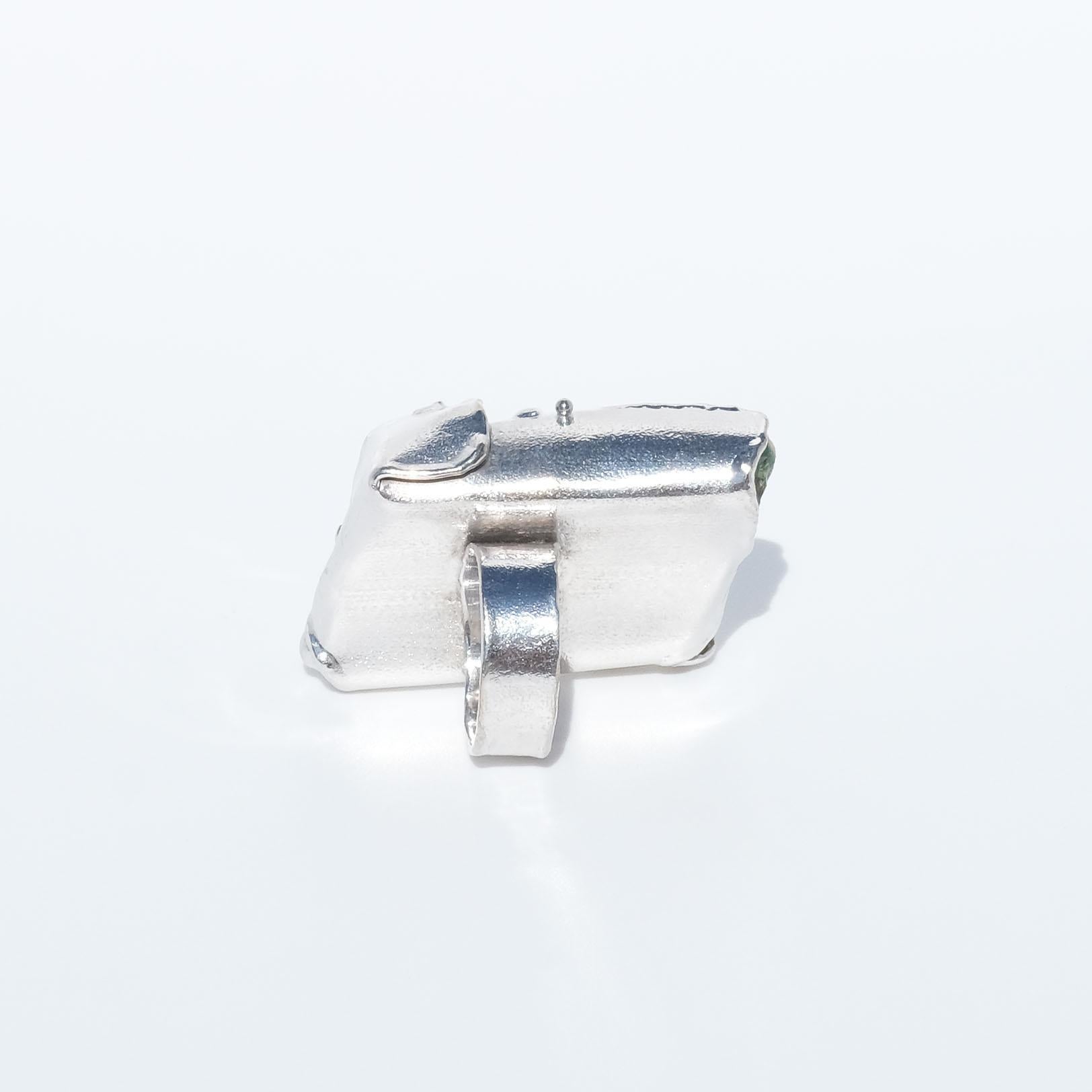 Vintage-Ring aus 18 Karat Weißgold, Diamanten und Aragonit, hergestellt 1980. im Angebot 5