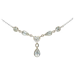 Collar estilo vintage de oro blanco de 18 quilates con diamantes por yardas - 3.30CT