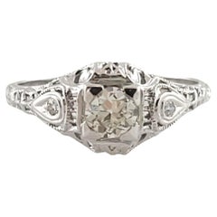 Bague de fiançailles vintage filigrane en or blanc 18 carats avec diamants taille 7,75 n° 18078
