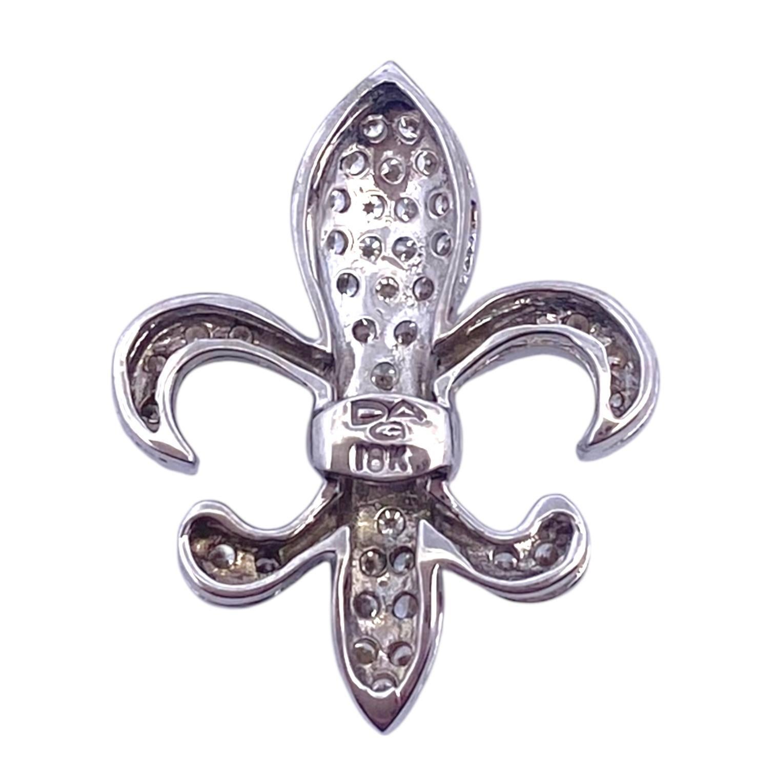 Vintage 18K Weißgold Fleur-De-Lis Diamant-Anhänger im Angebot 3