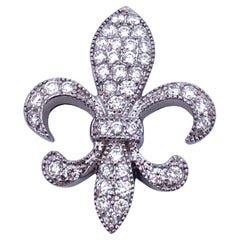 Ciondolo vintage con diamante Fleur-De-Lis in oro bianco 18 carati