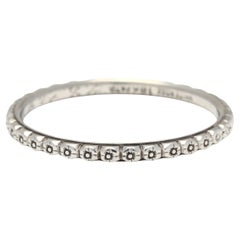 Vintage 18K White Gold Floral Engraved Eternity Band, Ring Size 9, Stackable
