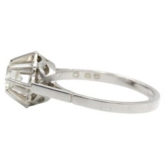 Vintage 18K White Gold Floral Solitaire Ring with 0.55 ct H VS Diamond