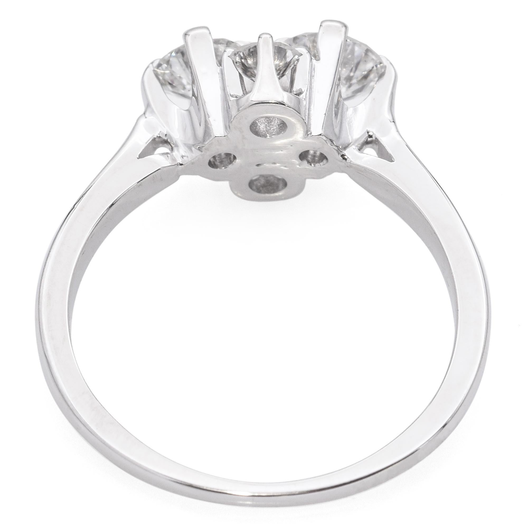 Women's Vintage 18K White Gold Four Diamond Cluster Ring For Sale