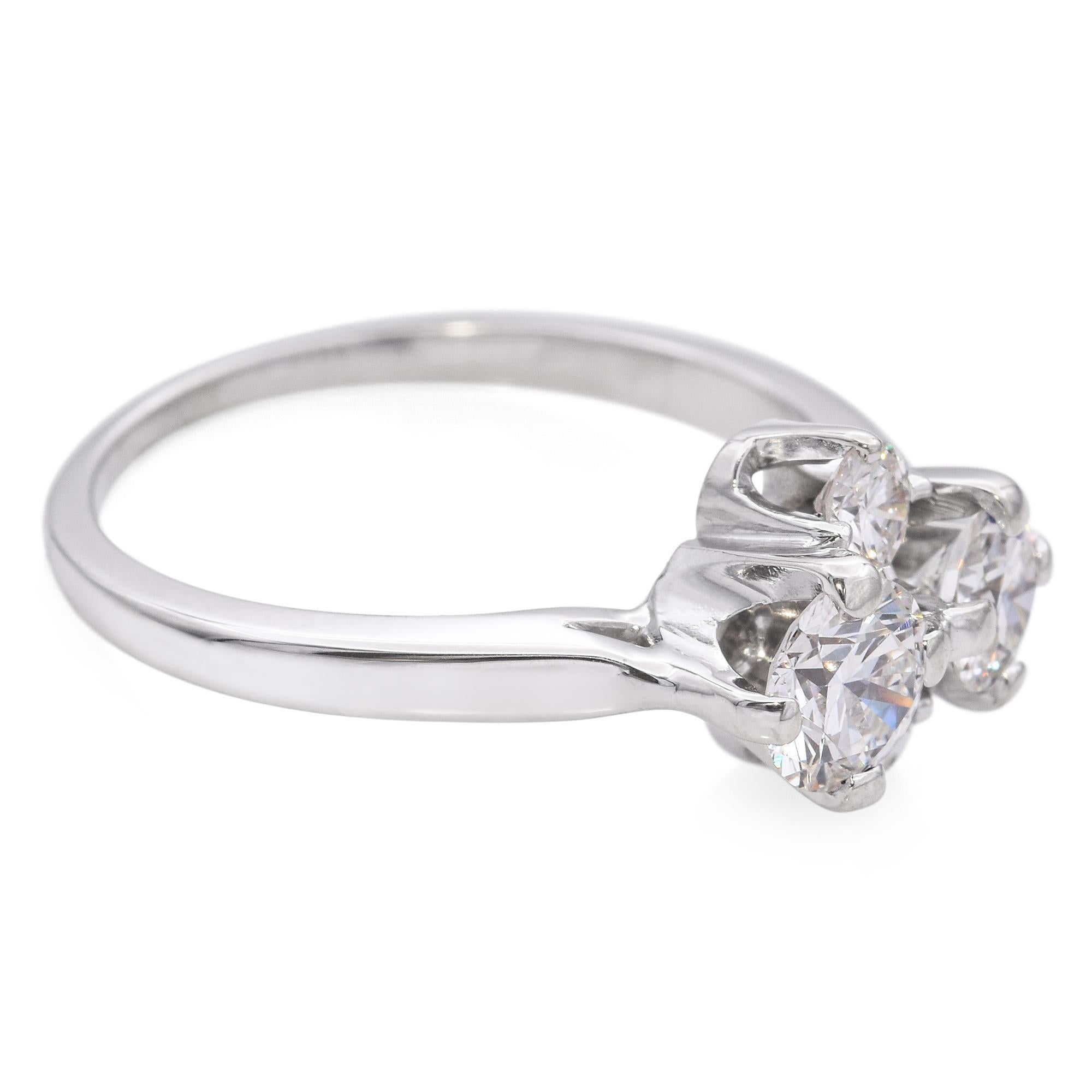 Vintage 18K White Gold Four Diamond Cluster Ring For Sale 1