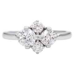 Vintage 18K White Gold Four Diamond Cluster Ring