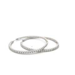 Vintage 18K White Gold Hoop Earrings with 7 Carat Round G-VS Diamonds 26.6 Grams