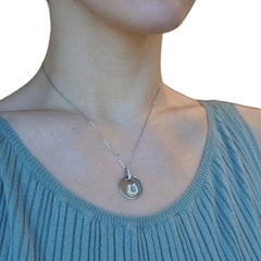 Vintage 18k White Gold Horseshoe Diamond Pendant Necklace