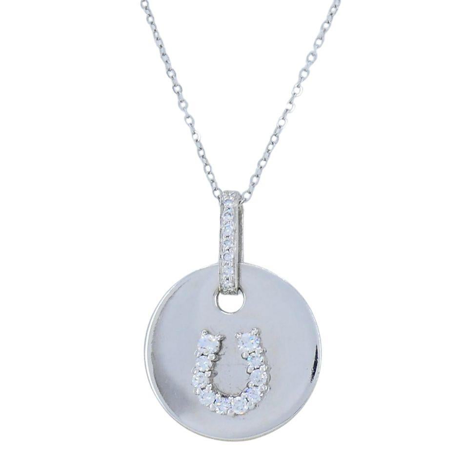 Collier vintage en or blanc 18k avec pendentif en fer à cheval et diamants Bon état - En vente à Beverly Hills, CA