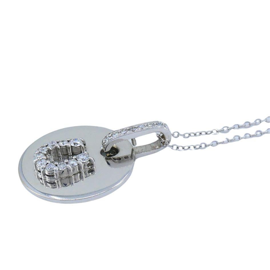 Collier vintage en or blanc 18k avec pendentif en fer à cheval et diamants Unisexe en vente