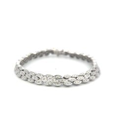Pulsera de eslabones vintage de oro blanco de 18 quilates con diamantes redondos G-VS de 1,86 quilates