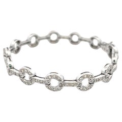 Vintage 18K White Gold Link Bracelet with 1.89 Carat Round H-SI Diamonds