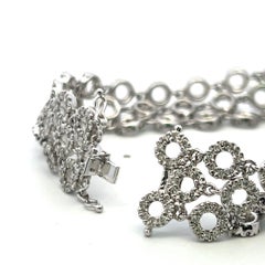 Vintage 18K White Gold Link Bracelet with 5 Carat Round H-SI Diamonds
