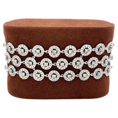 Pulsera vintage de eslabones en oro blanco de 18 quilates con diamantes redondos de 8,25 quilates