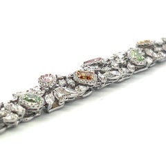 Vintage 18K White Gold Link Bracelet with 9.5 Carat Mixed Cut Diamonds