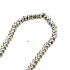 Vintage 18K White Gold Link Necklace with 8 Carat Round H-SI Diamonds