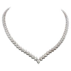 Vintage 18K White Gold Link Necklace with 8 Carat Round H-SI Diamonds