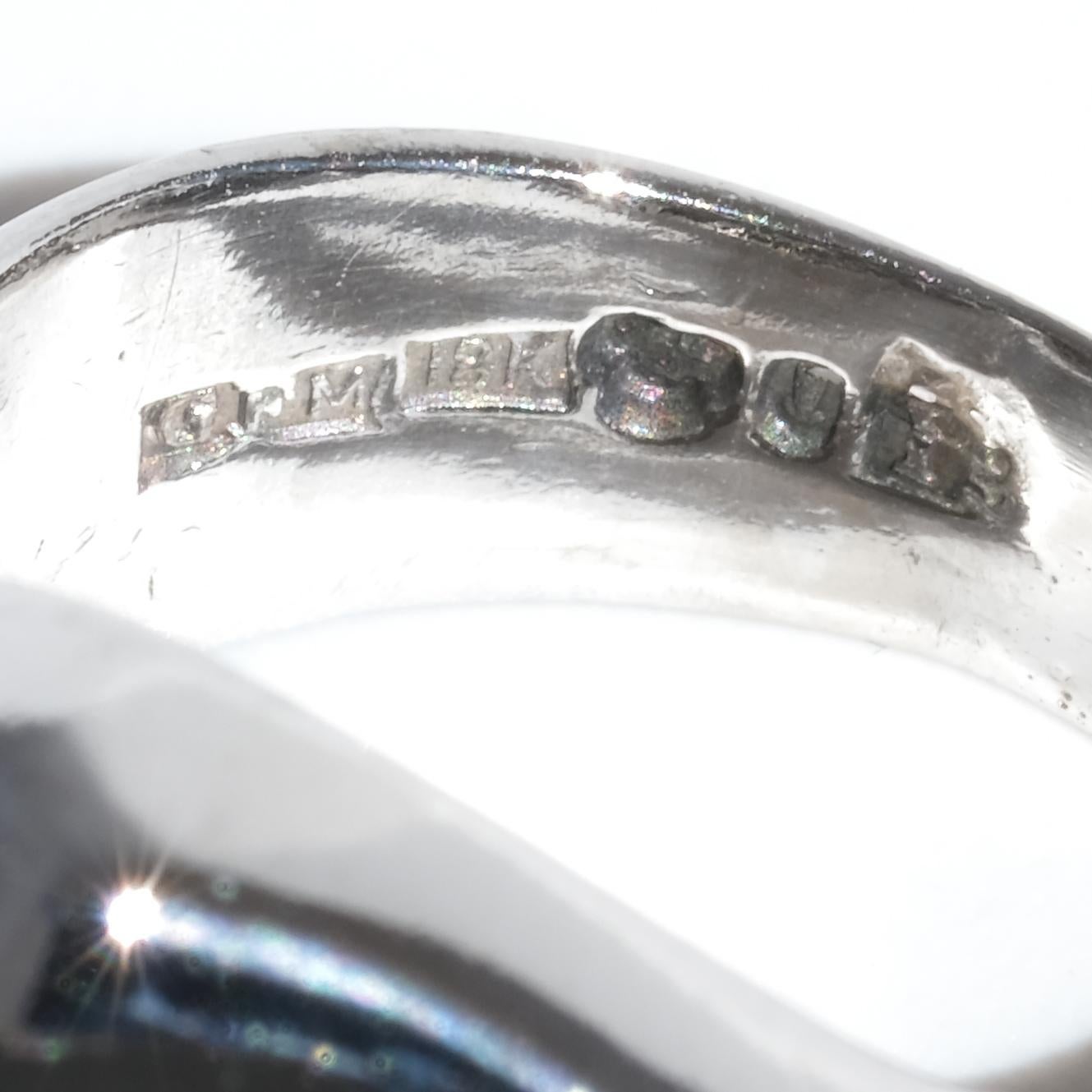 Vintage 18K White Gold, Moonstone and Diamond Ring by Gunnar Fahlström Made 1959 For Sale 1