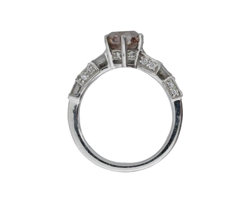 Vintage 18K White Gold Morganite Diamond Ring For Sale 1
