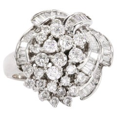 Vintage 18k White Gold Multi-Shape Diamond Cocktail Ring 1.5 Carat Total