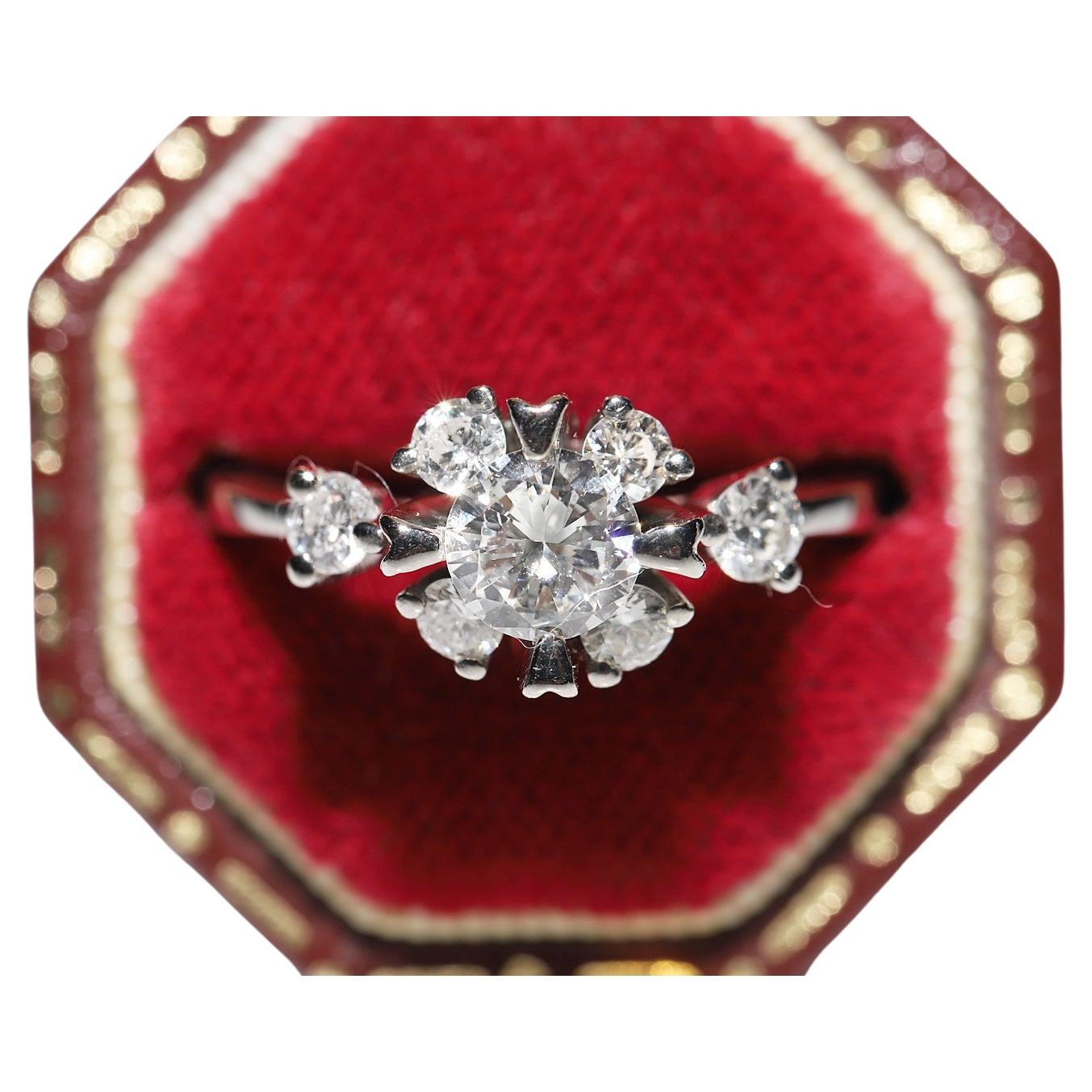 Vintage 18k Gold Natural Diamond And Ruby Decorated Ring For Sale at