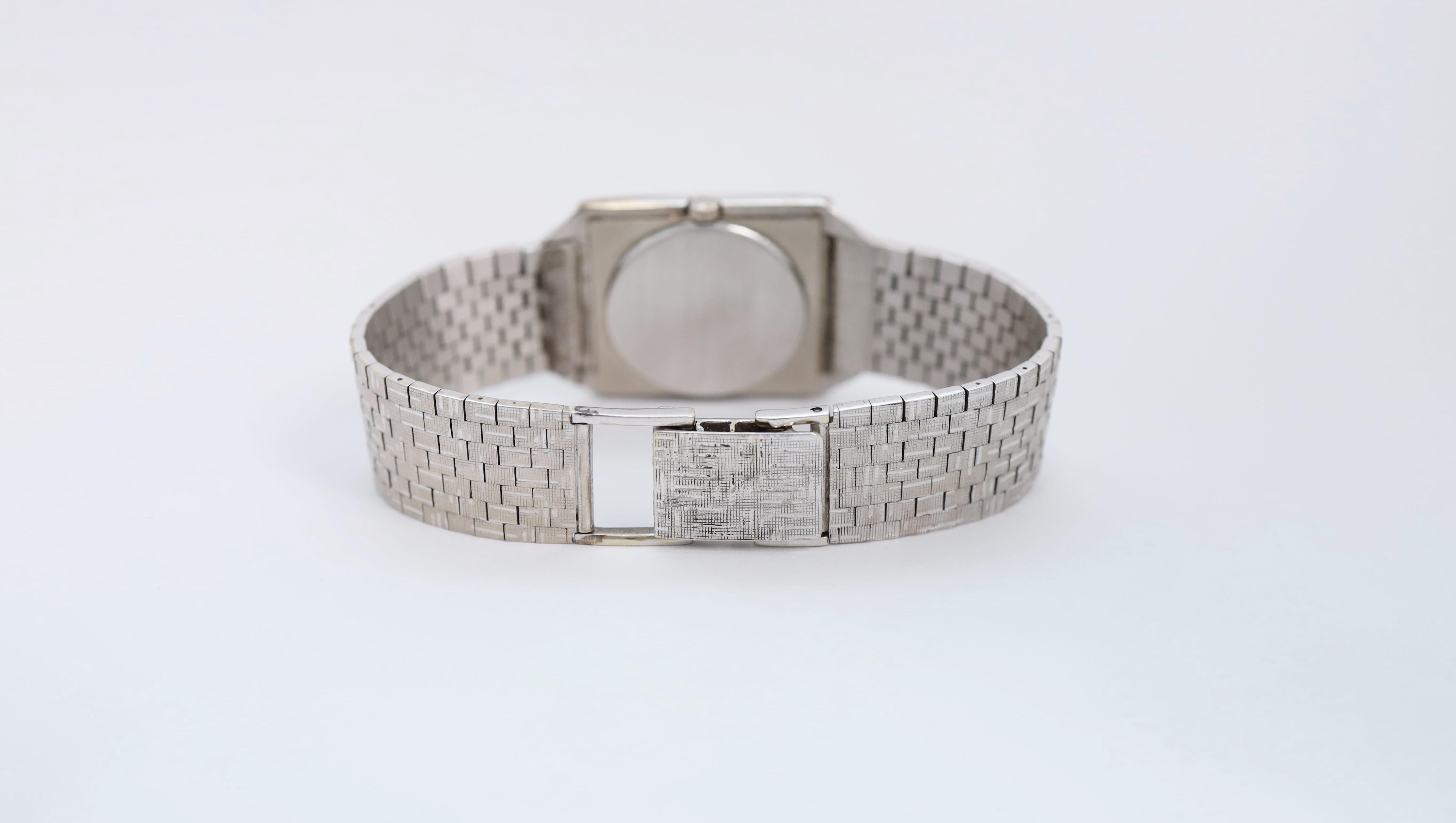 Women's or Men's Vintage 18k White Gold Patek Philippe Reference 3491 Diamond Watch - 81.0g For Sale