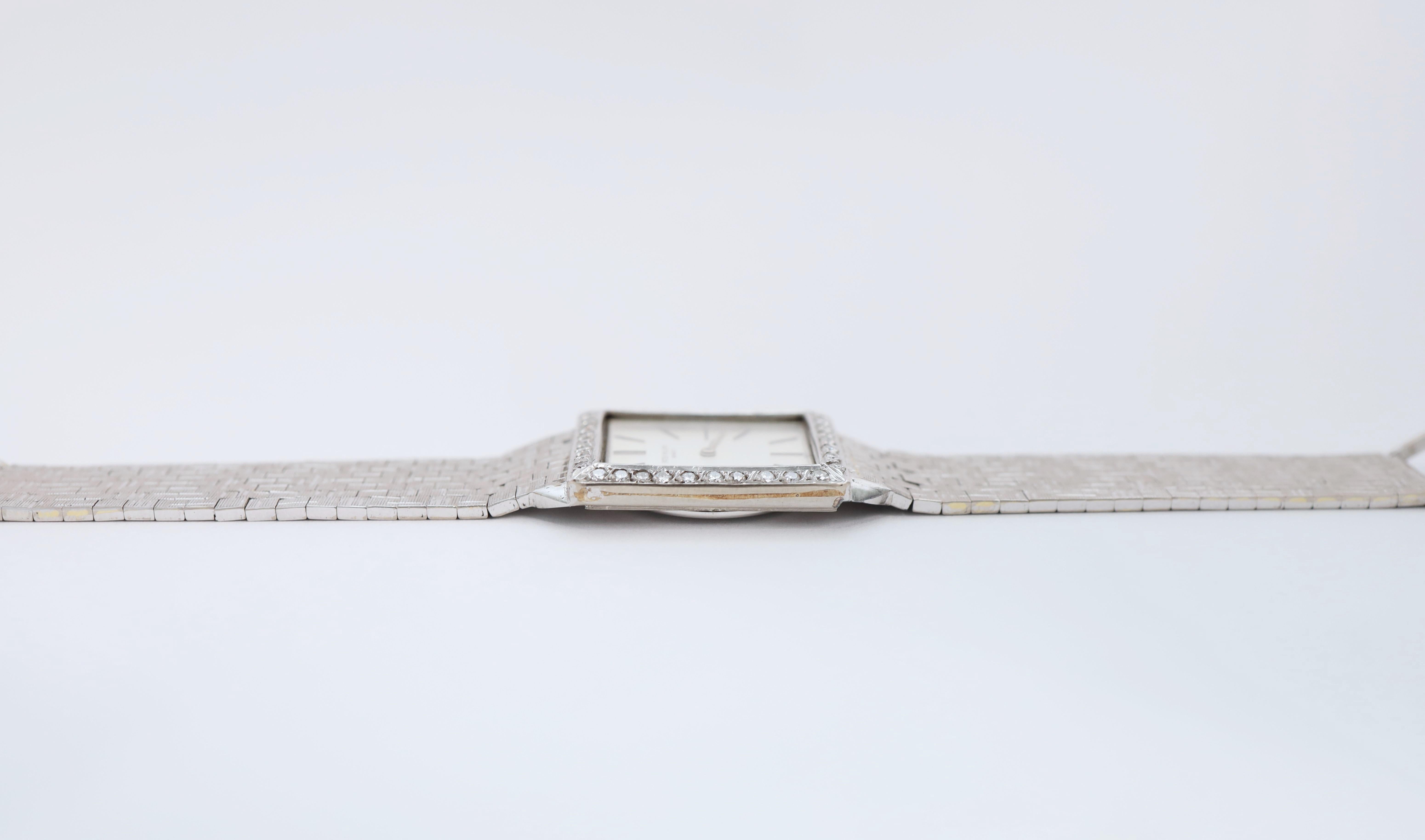 Vintage 18k White Gold Patek Philippe Reference 3491 Diamond Watch - 81.0g For Sale 2
