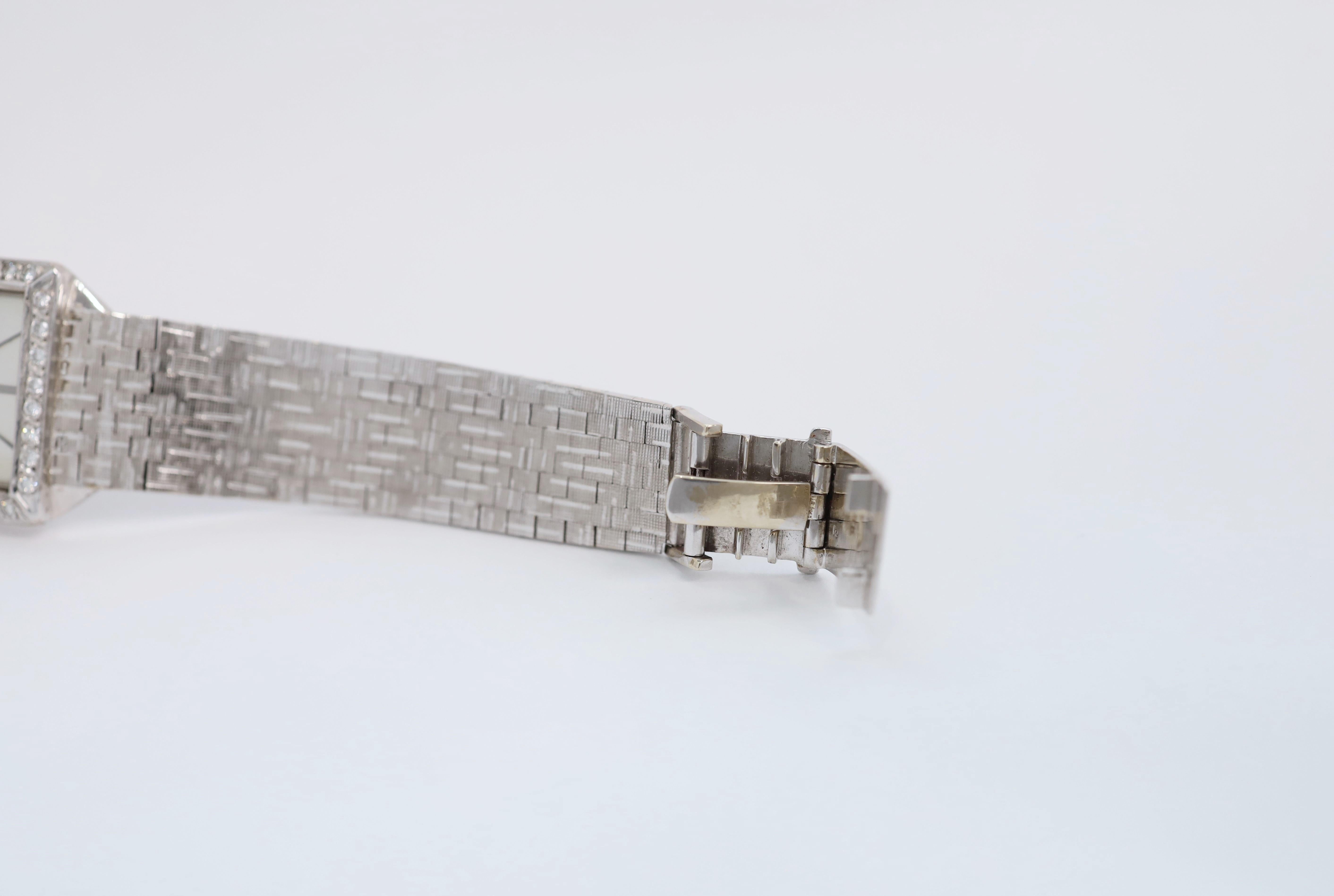 Vintage 18k White Gold Patek Philippe Reference 3491 Diamond Watch - 81.0g For Sale 4