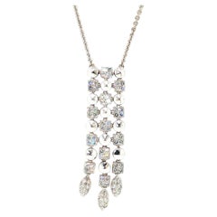 Collana vintage con ciondolo in oro bianco 18 carati con diamanti rotondi I-VS da 2,5 carati