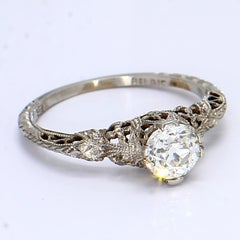 Vintage 18k White Gold Ring with ~0.5ct Center Stone - Size 6