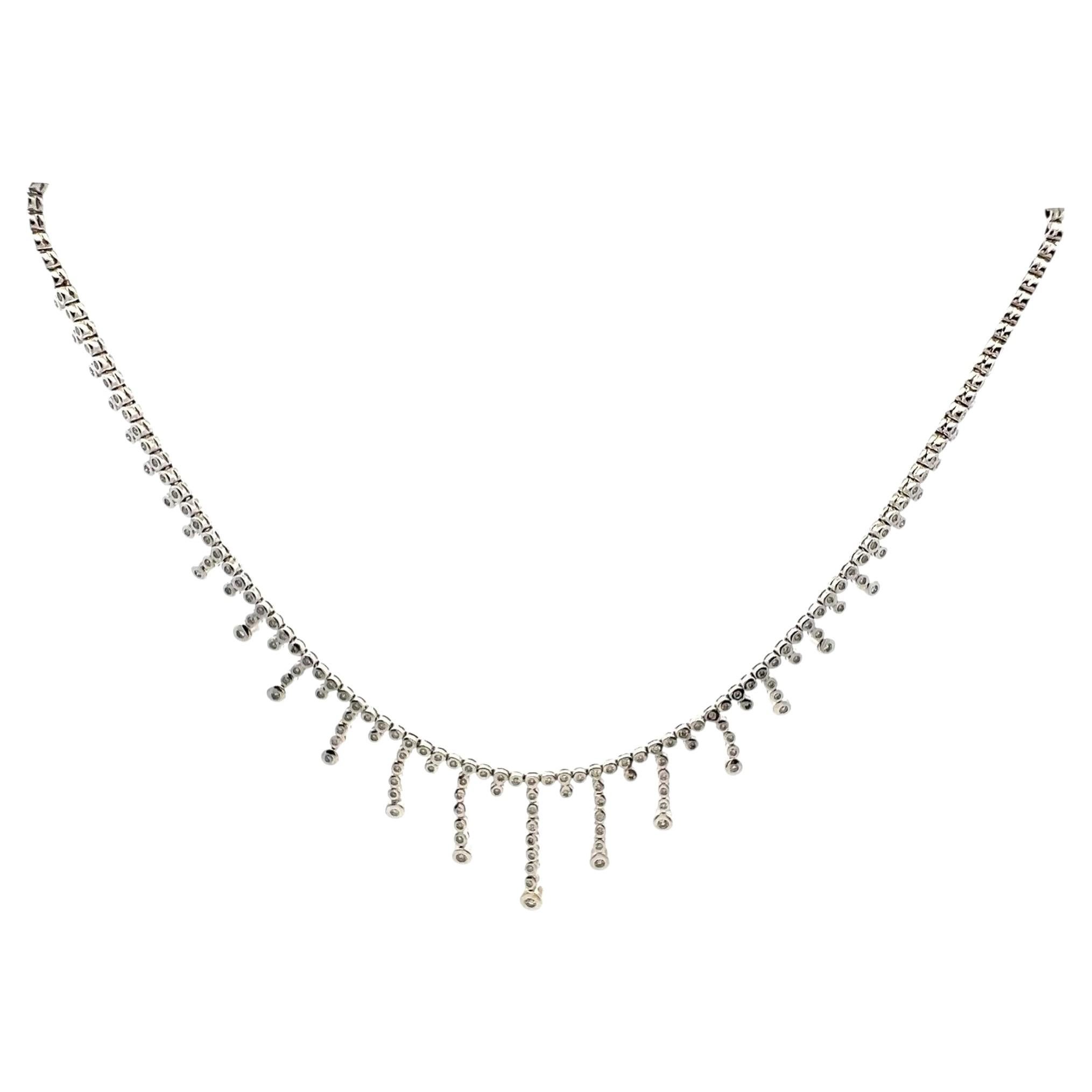 Collana vintage "Riviera" in oro bianco 18 carati con diamanti rotondi da 1 carato (I-SI1), lunghezza 40 cm