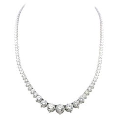Collar «Riviera» vintage de oro blanco de 18 quilates con diamantes redondos de 20,49 quilates certificados por el GIA