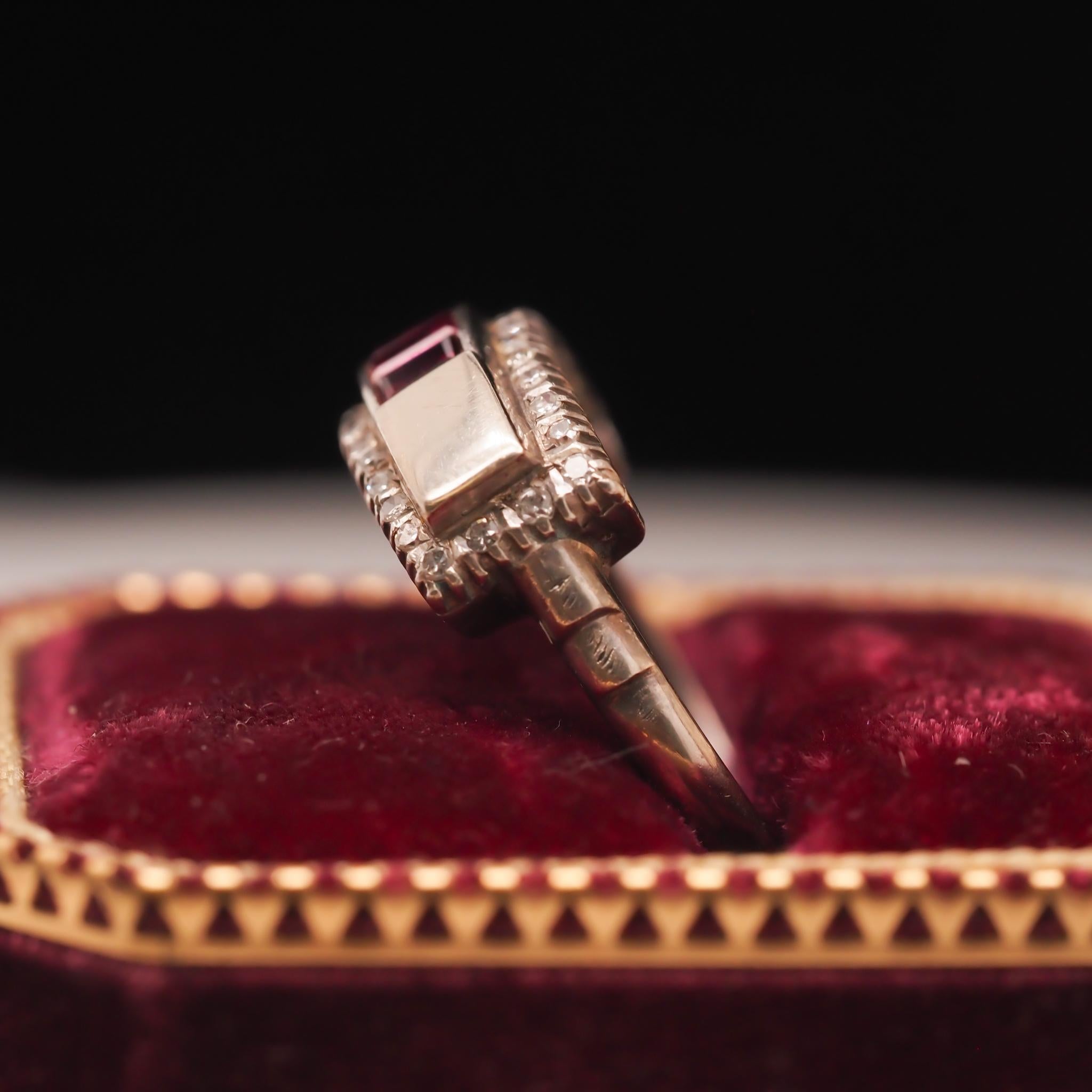 Vintage 18K White Gold Ruby and Diamond Wedding Band For Sale 1