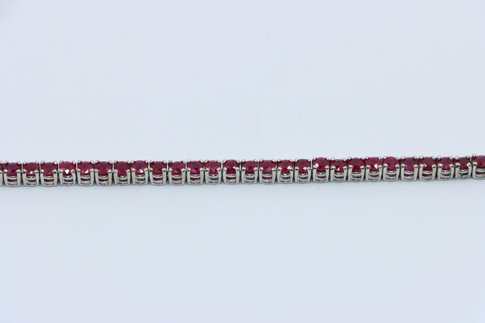 Bracelet Vintage en or blanc 18K avec rubis en vente 5