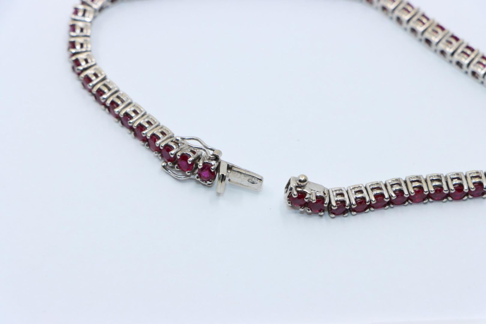 Bracelet Vintage en or blanc 18K avec rubis en vente 6