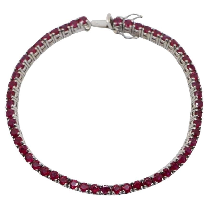 Vintage 18K White Gold Ruby Bracelet
