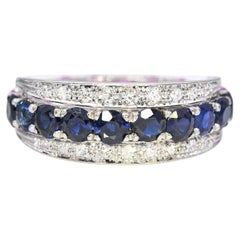 Vintage 18k White Gold Sapphire and Diamond Night and Day Ring