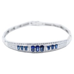 Vintage 18K White Gold Sapphire Diamond Bracelet