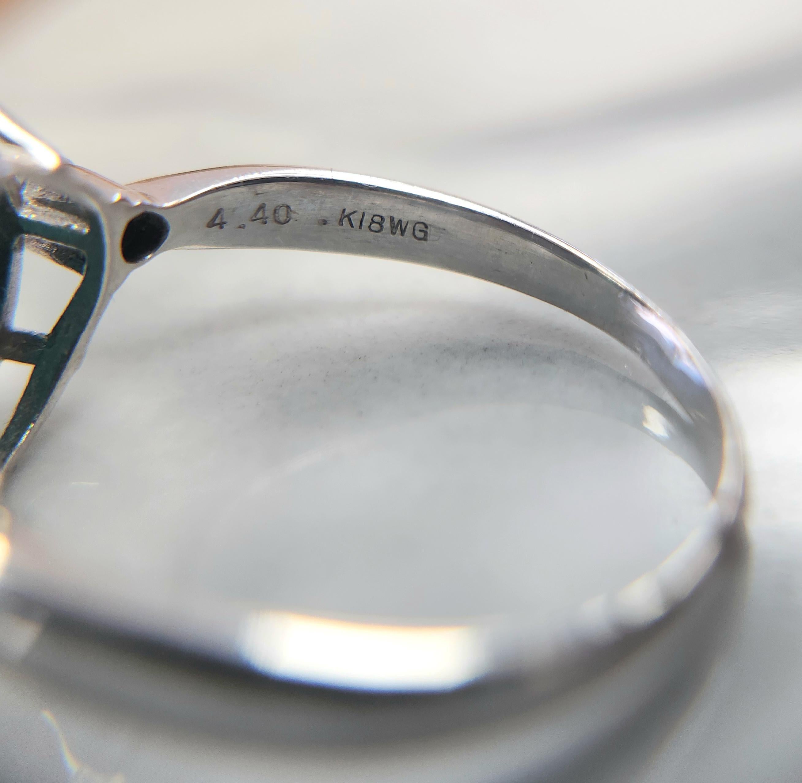 Cabochon Vintage 18K White Gold Sleeping Beauty Turquoise Ring with Diamond Accents For Sale